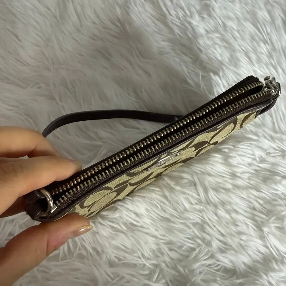 COACH Brown Signature Canvas Wristlet